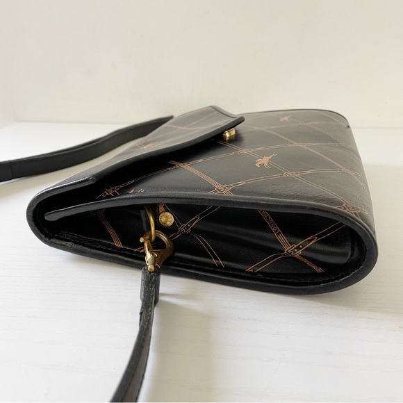 Longchamp black horse buckle print patterned leather vintage bag - Picture 5 of 11